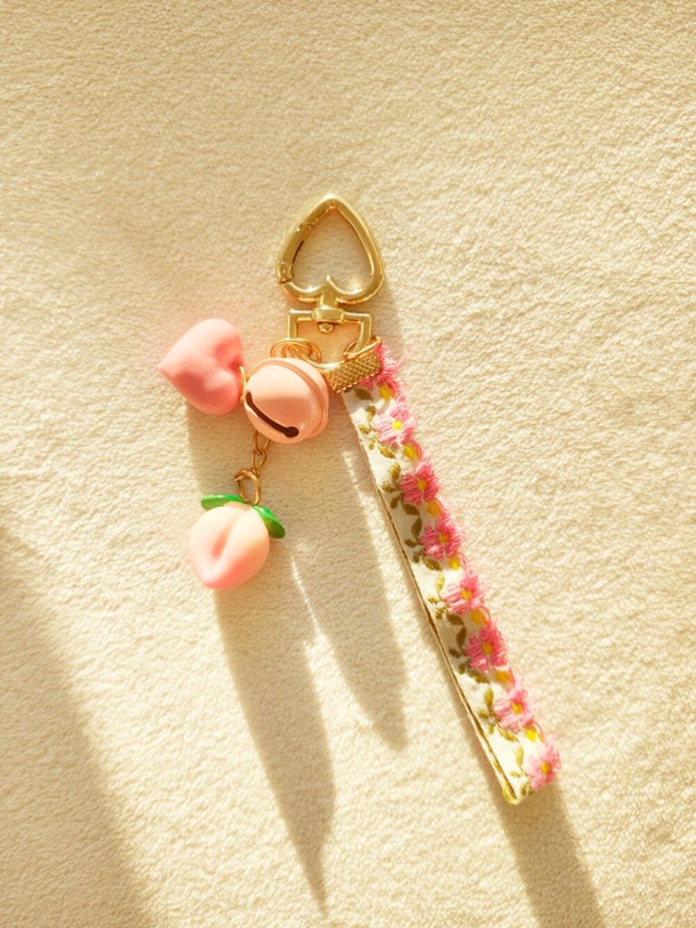 Cute Peach Bell Floral Keychain Bag Charm